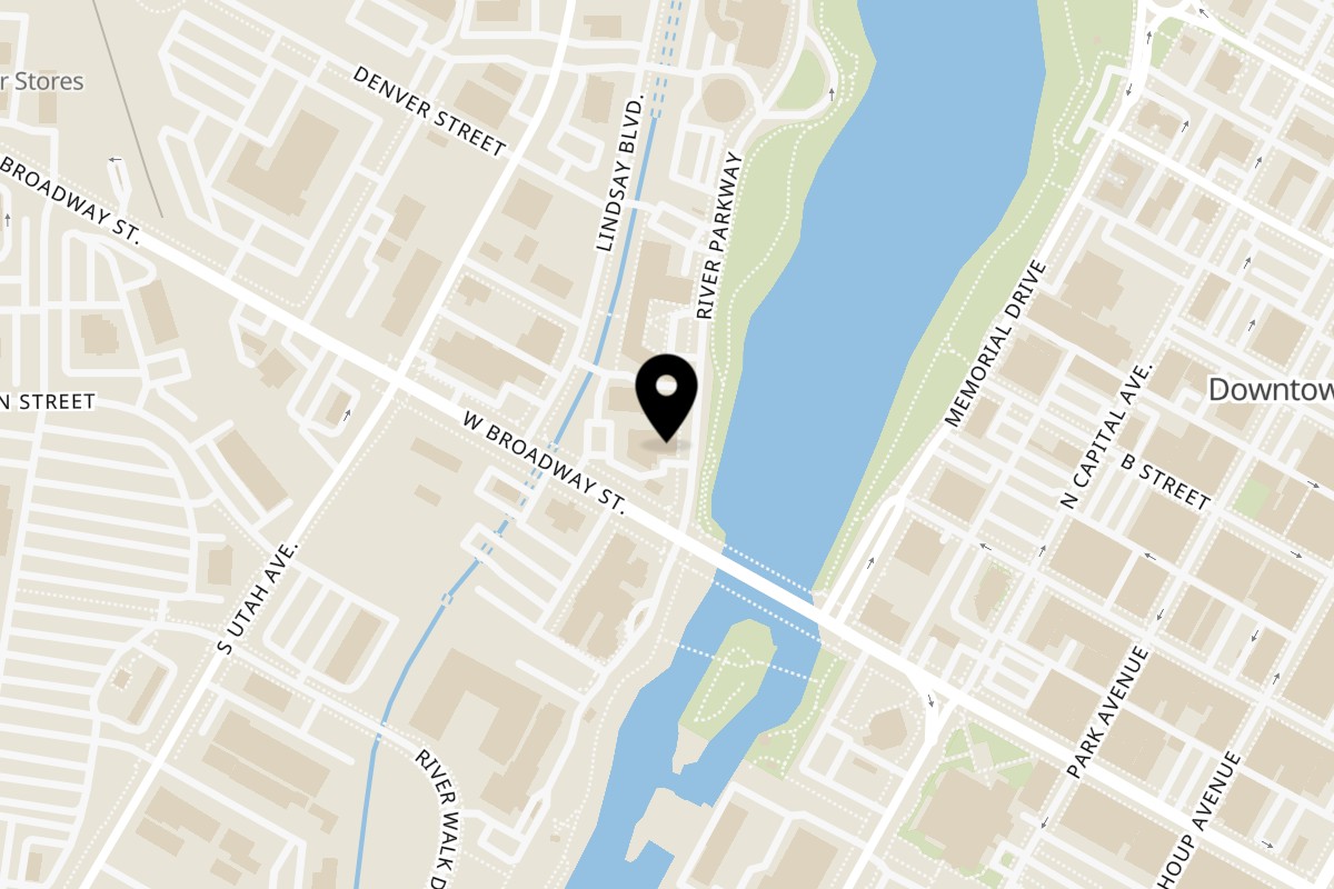 Map showing the location of Jalisco's Mexican Restaurant River Pkwy on 325 River Pkwy in Idaho Falls